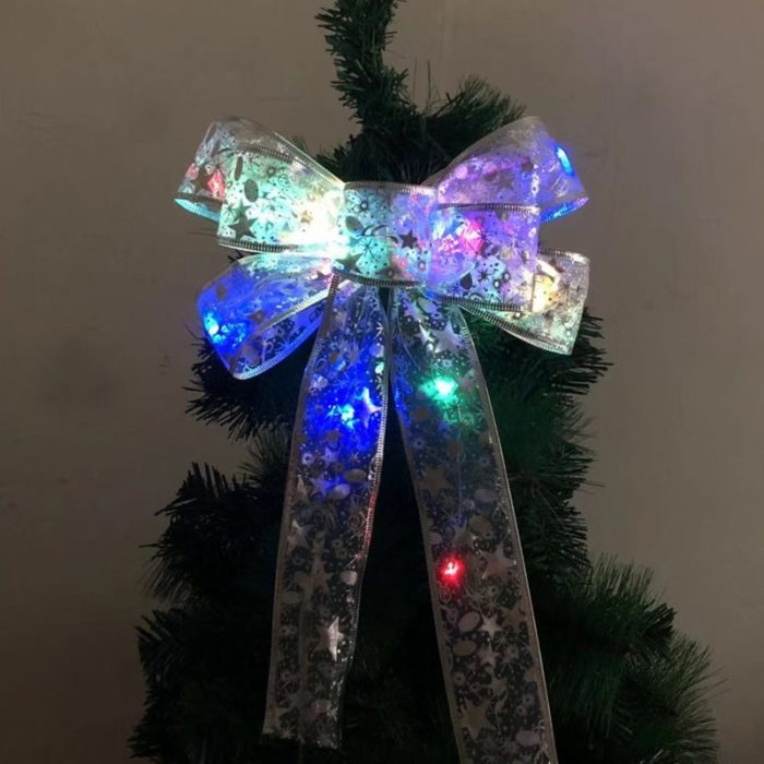 Large Printed Light Up Christmas Bow - Christmas Tree Hanging Decoration Light up Christmas Bows