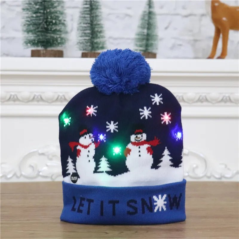 LED Christmas Beanie - Unisex Knitted Beanie  for Christmas and New Year