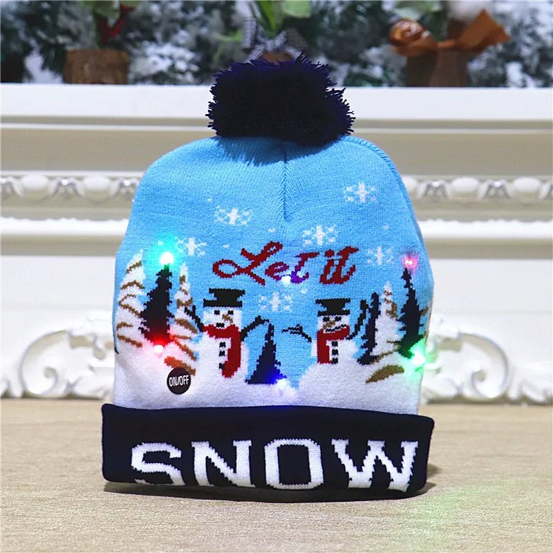 LED Christmas Beanie - Unisex Knitted Beanie  for Christmas and New Year