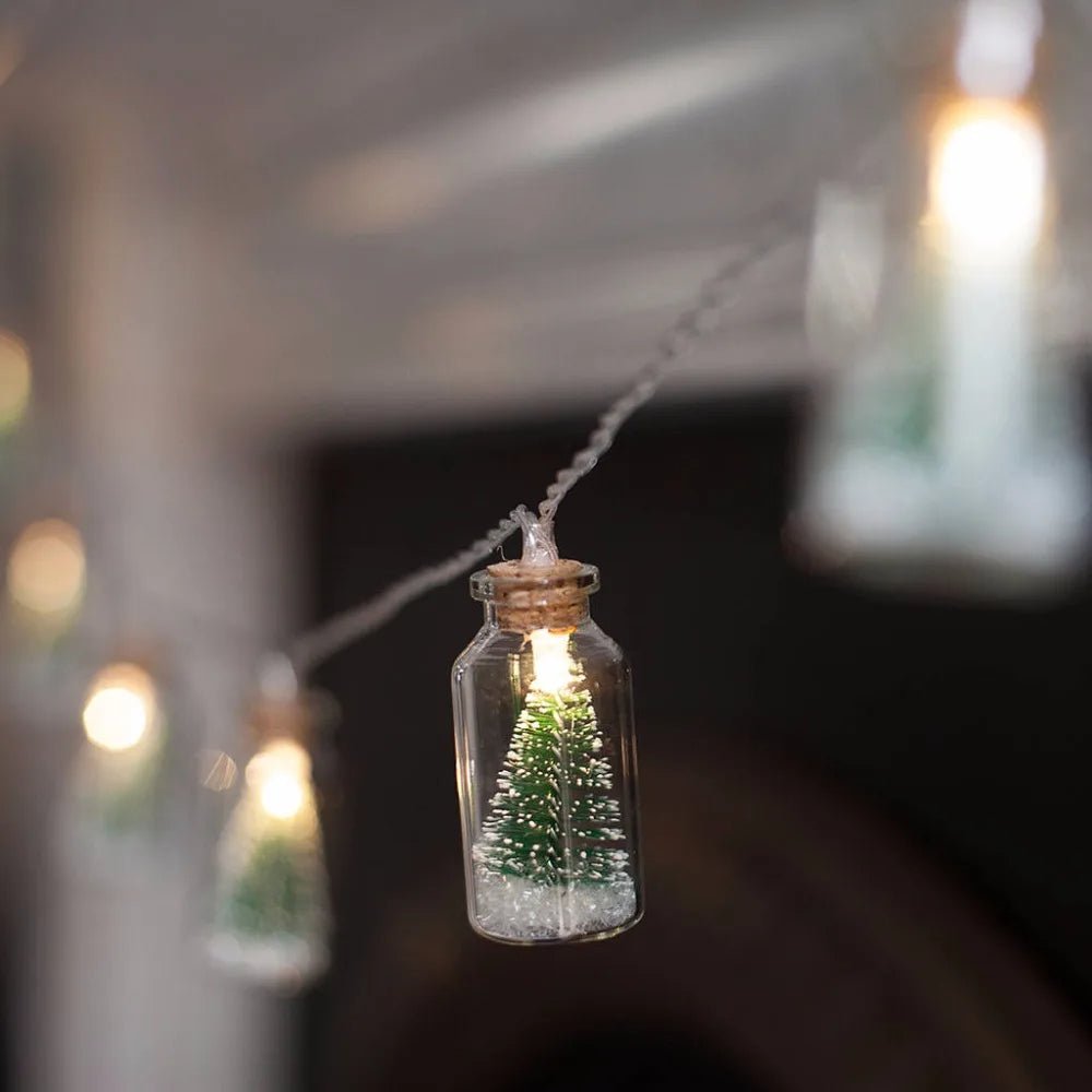 LED Christmas Tree Glass Jar String Lights – Battery-Powered Fairy Glow for Festive Decor, Weddings & Parties