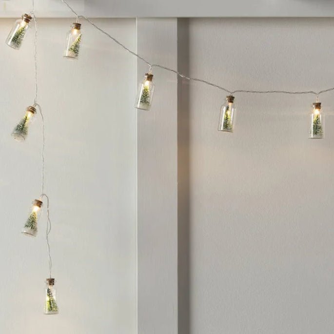 LED Christmas Tree Glass Jar String Lights – Battery-Powered Fairy Glow for Festive Decor, Weddings & Parties