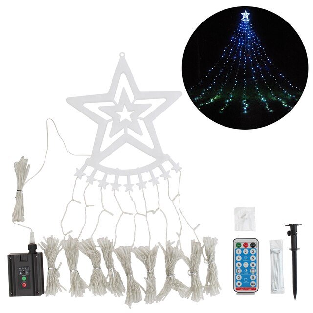 Led Five-Pointed Star Waterfall Mountable Christmas Tree Light for Yard Outdoor Deco