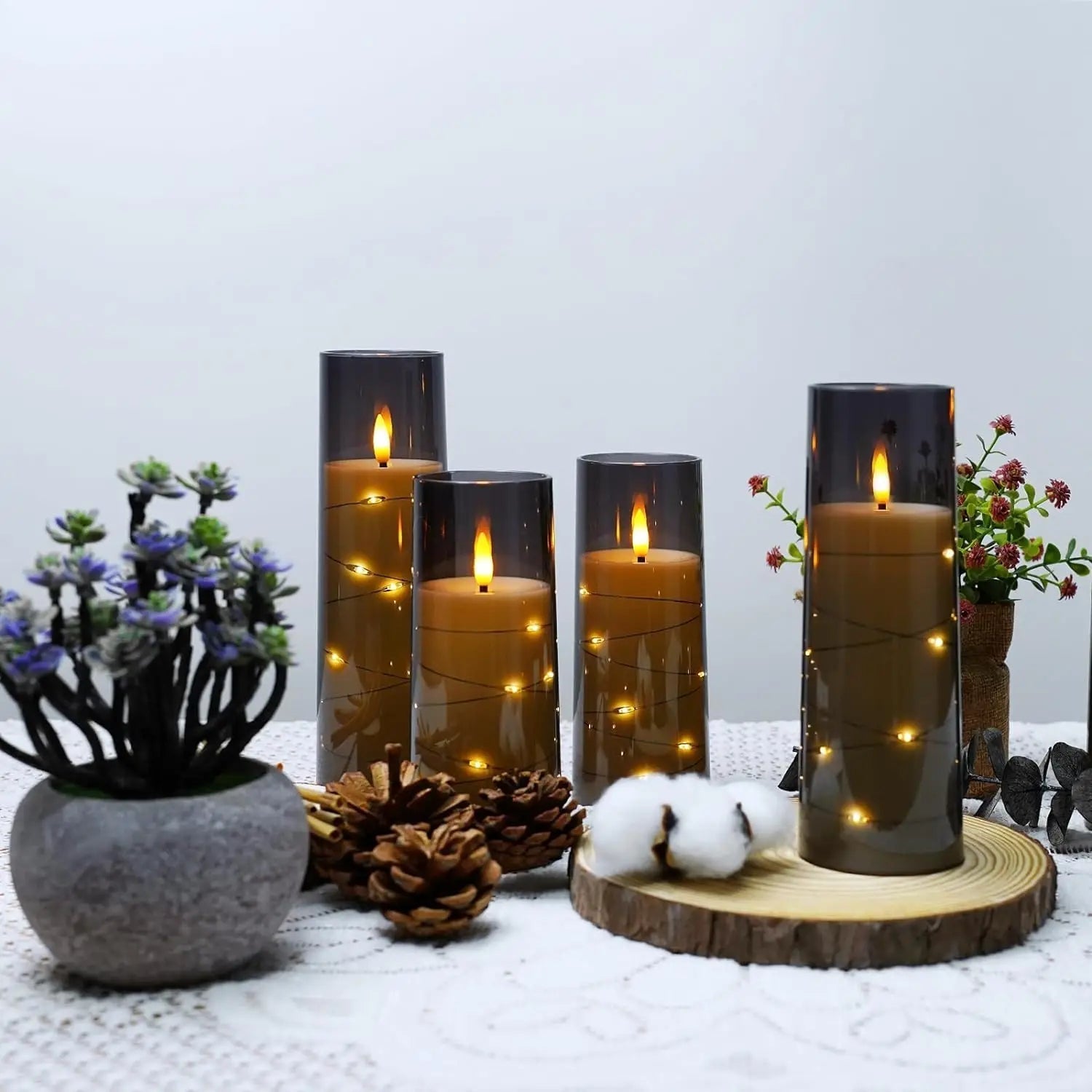 LED Flameless Candles – Battery-Powered Acrylic Lights for Wedding, Halloween & Christmas Décor