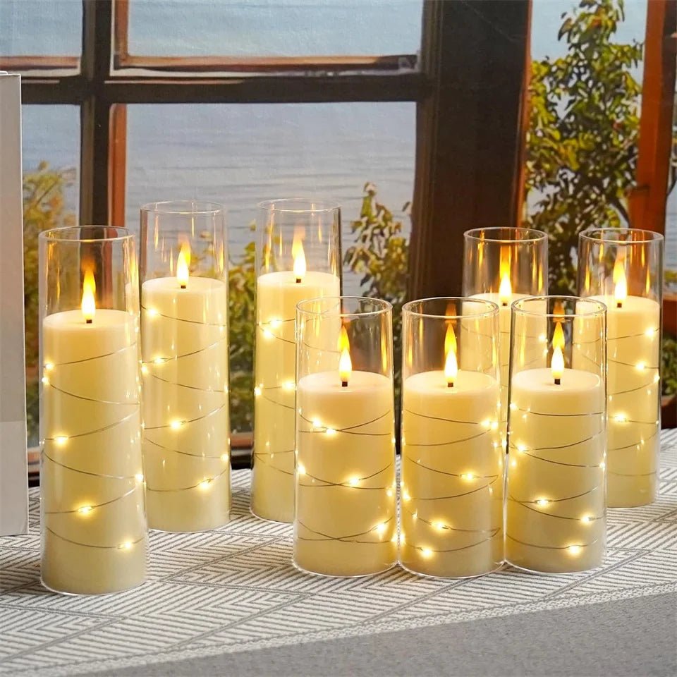 LED Flameless Candles – Battery-Powered Acrylic Lights for Wedding, Halloween & Christmas Décor