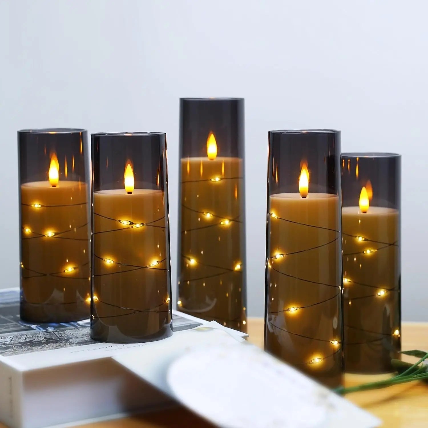 LED Flameless Candles – Battery-Powered Acrylic Lights for Wedding, Halloween & Christmas Décor