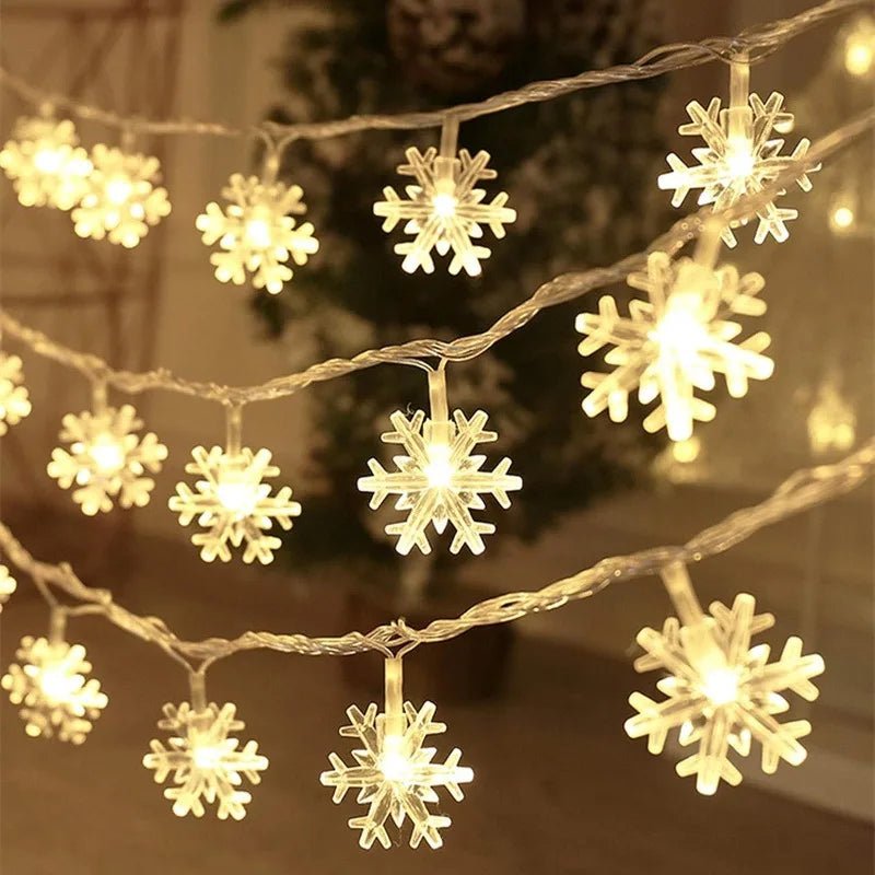 LED Snowflake Lights - String Garland  Christmas Lights