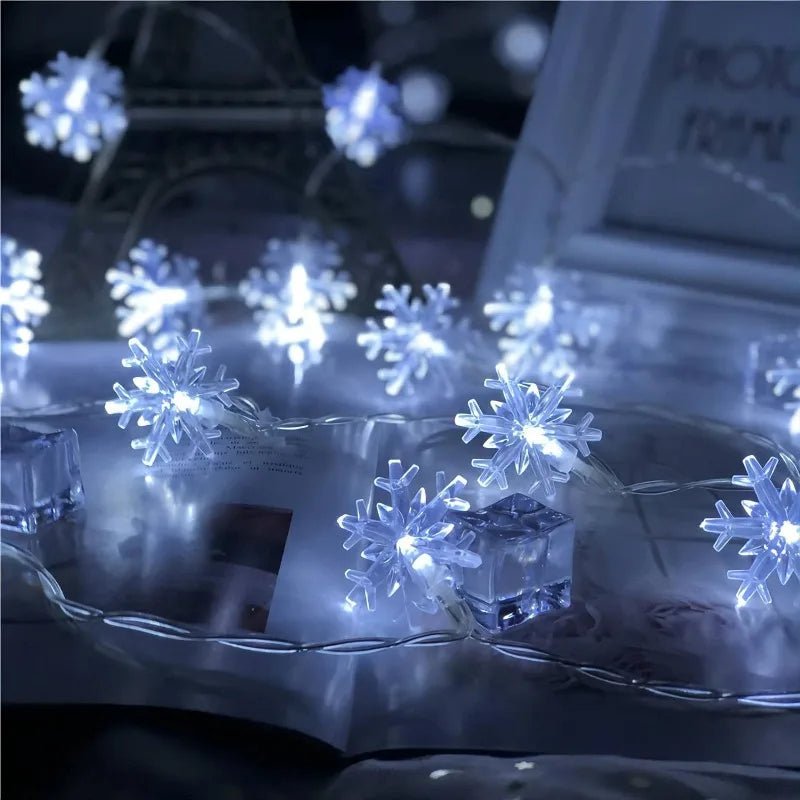 LED Snowflake Lights - String Garland  Christmas Lights