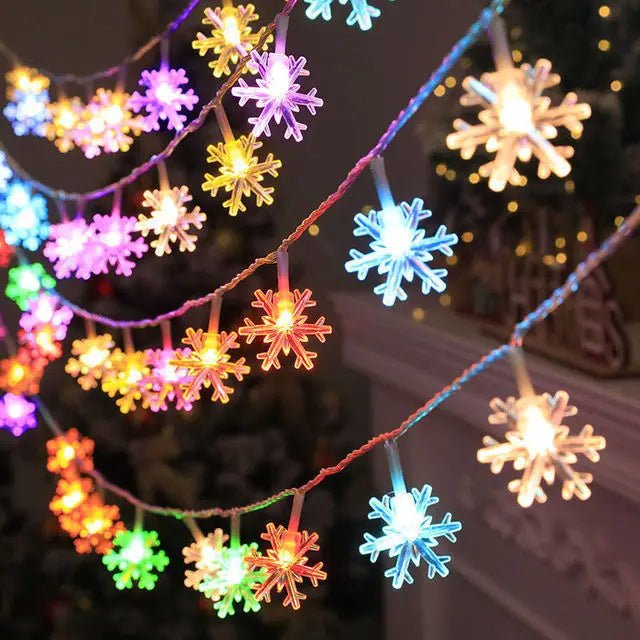 LED Snowflake Lights - String Garland  Christmas Lights
