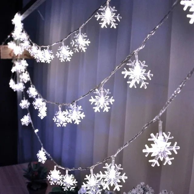 LED Snowflake Lights - String Garland  Christmas Lights