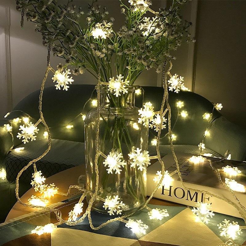 LED Snowflake Lights - String Garland  Christmas Lights