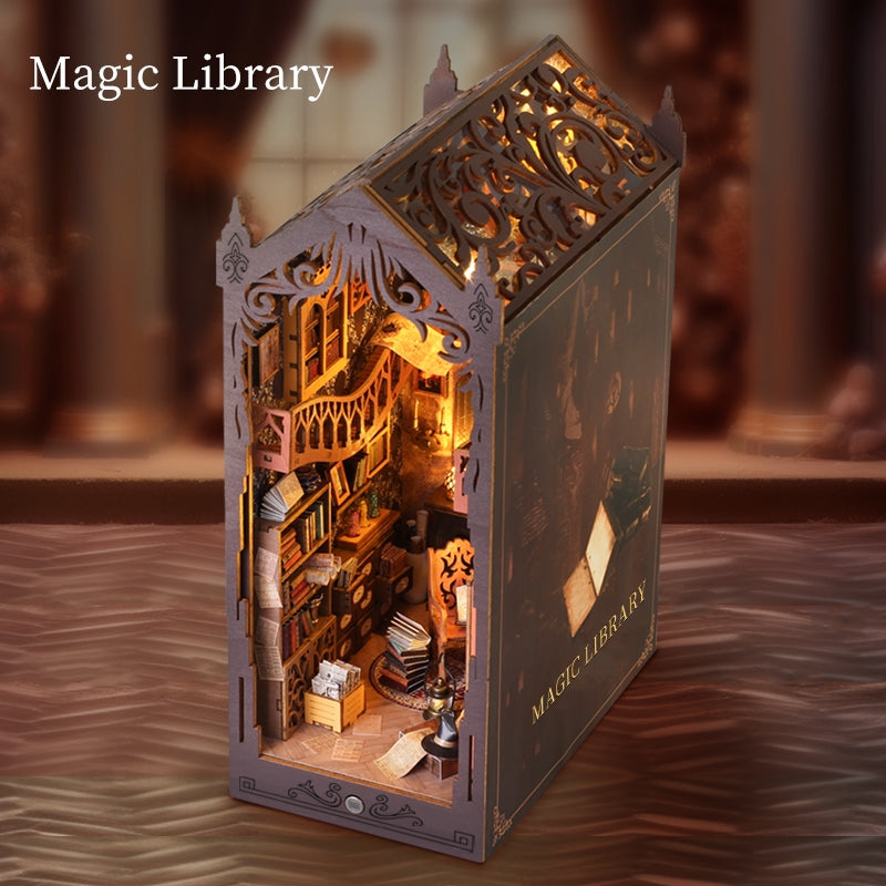 Magic Library DIY Book Nook Kit | 3D Wooden Puzzle Bookend