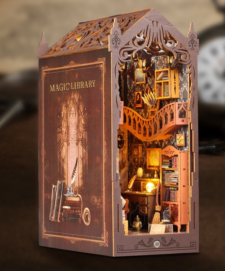 Magic Library DIY Book Nook Kit | 3D Wooden Puzzle Bookend
