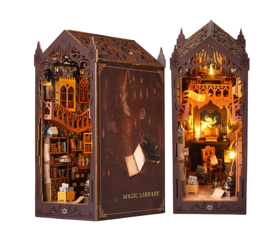 Magic Library DIY Book Nook Kit | 3D Wooden Puzzle Bookend