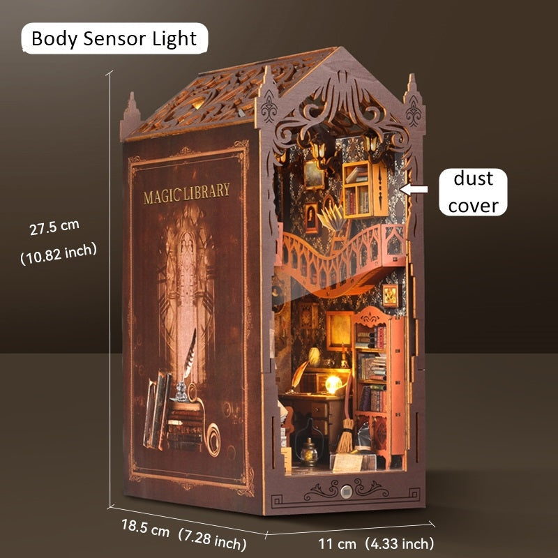 Magic Library DIY Book Nook Kit | 3D Wooden Puzzle Bookend