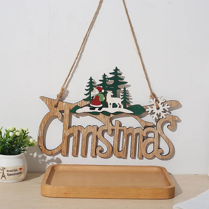 Merry Christmas Wooden Door Pendant – Festive Welcome Sign for the Holiday Season