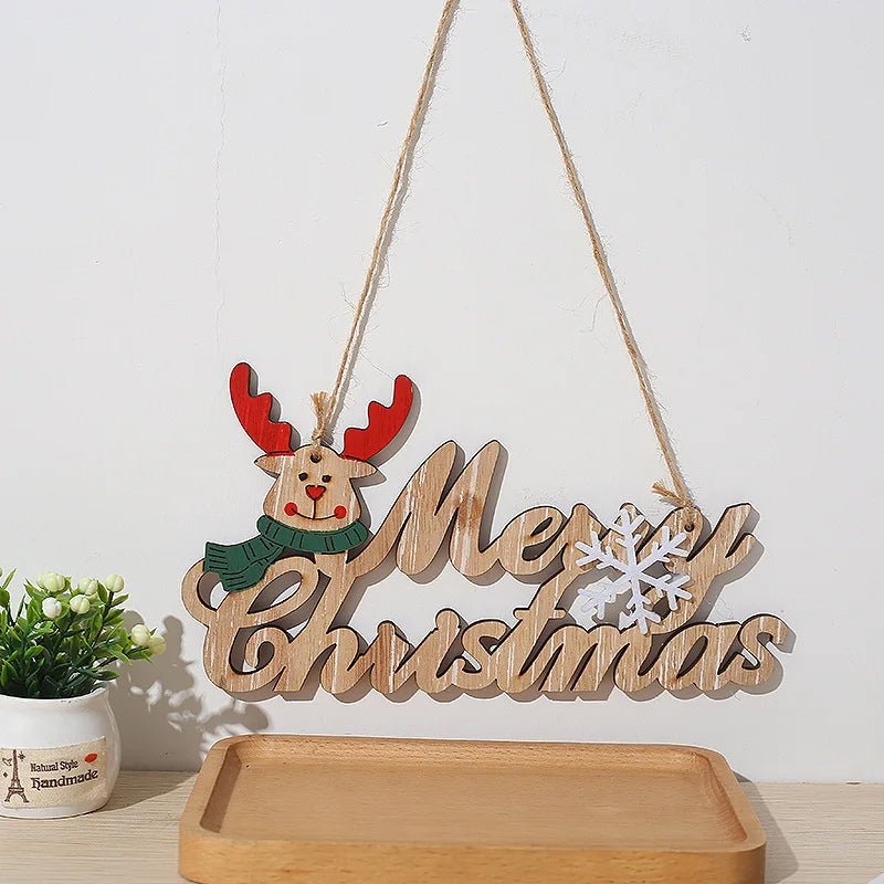 Merry Christmas Wooden Door Pendant – Festive Welcome Sign for the Holiday Season