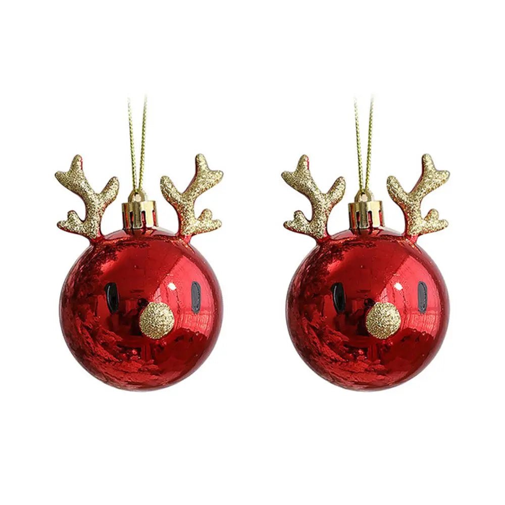 Red Christmas Ornament Balls with Charming Elk Scene – Festive Tree Pendants for Holiday Magic