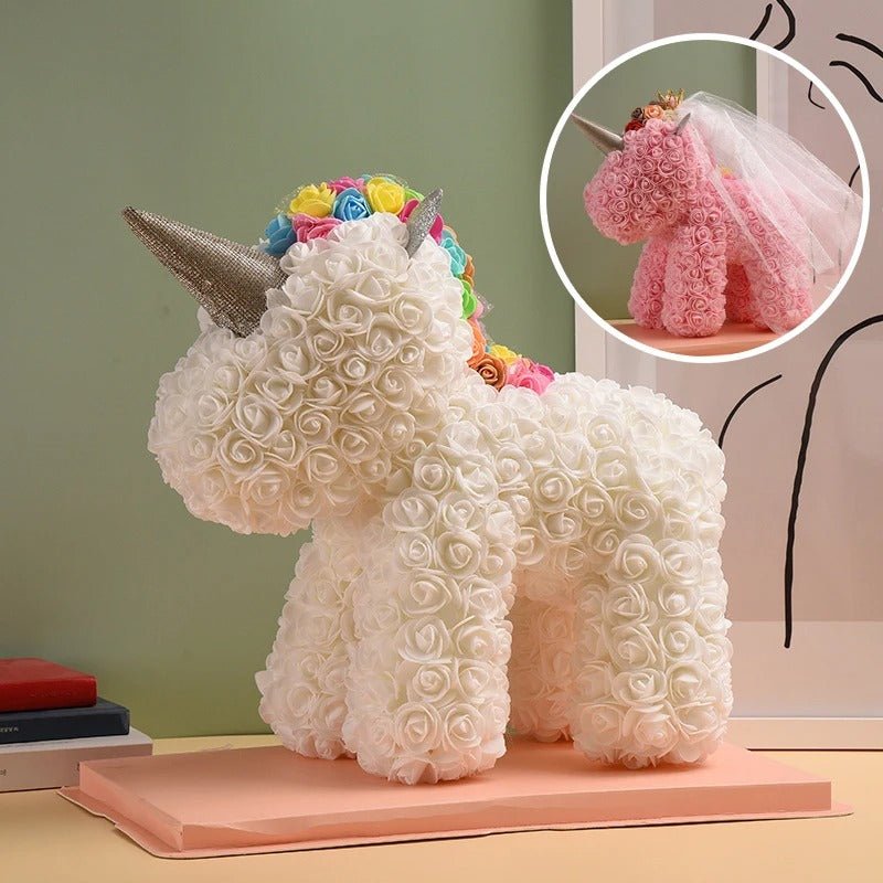 Rose Unicorn - Artificial Flower Unicorn with Over 500 Flowers, Best Gift for Christmas, Valentine’s Day, Anniversary and Birthdays
