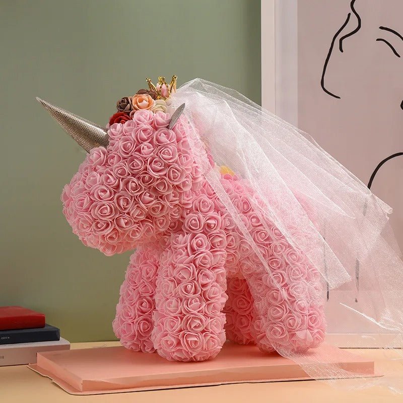 Rose Unicorn - Artificial Flower Unicorn with Over 500 Flowers, Best Gift for Christmas, Valentine’s Day, Anniversary and Birthdays
