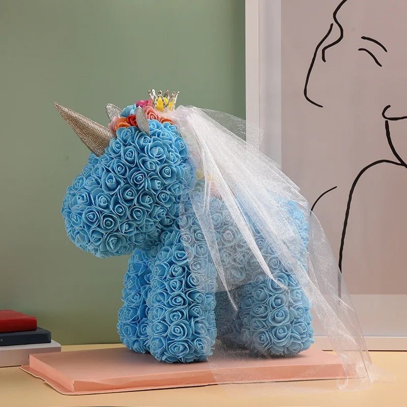 Rose Unicorn - Artificial Flower Unicorn with Over 500 Flowers, Best Gift for Christmas, Valentine’s Day, Anniversary and Birthdays