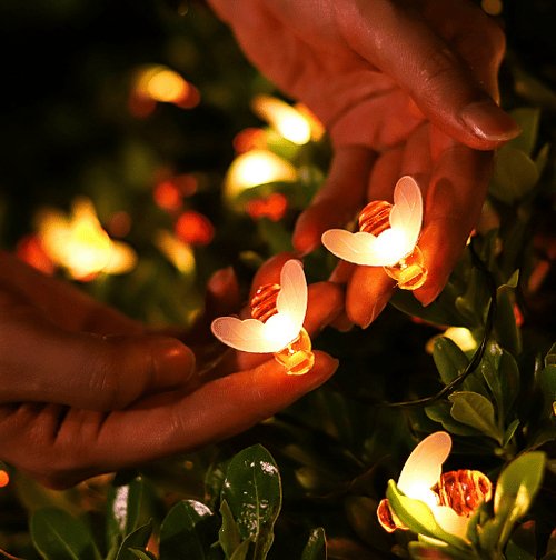 Solar Honey Bee String Lights - Waterproof Lights for Garden, Christmas, Wedding, Party Outdoor Lighting