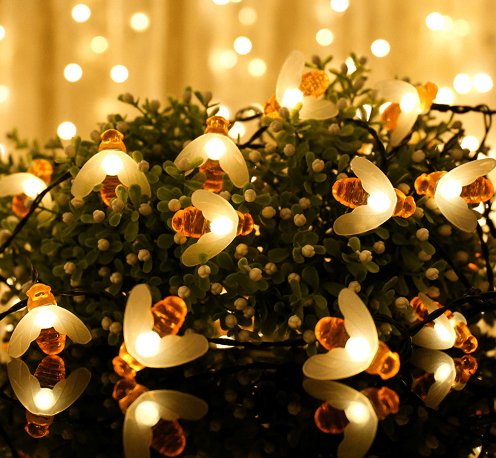 Solar Honey Bee String Lights - Waterproof Lights for Garden, Christmas, Wedding, Party Outdoor Lighting