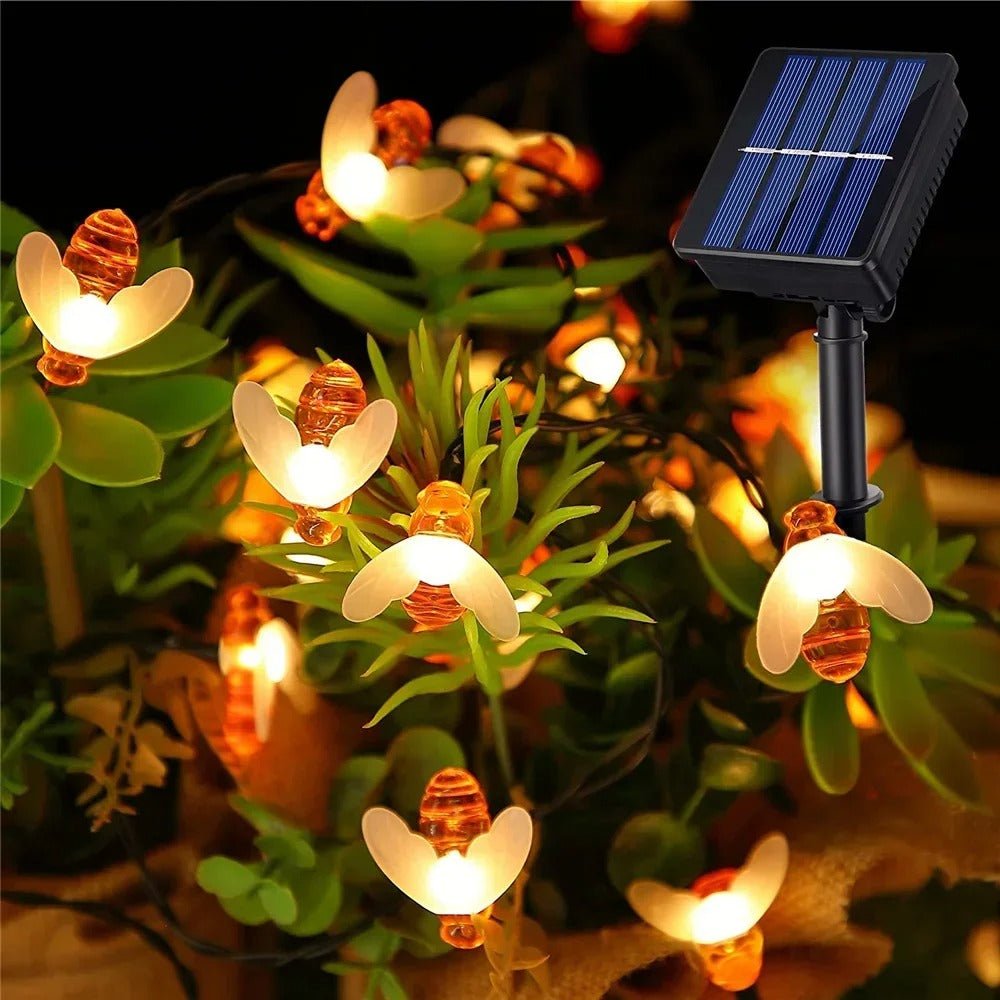 Solar Honey Bee String Lights - Waterproof Lights for Garden, Christmas, Wedding, Party Outdoor Lighting