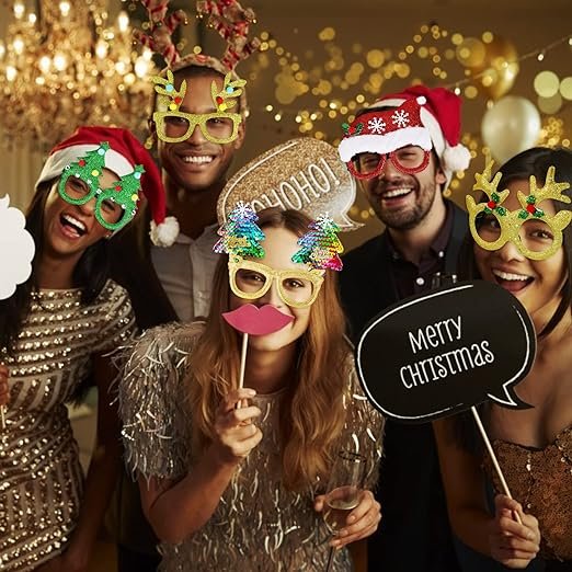 Sparkly Christmas Party Glasses - Accessories Costume Eyeglasses for Christmas Parties