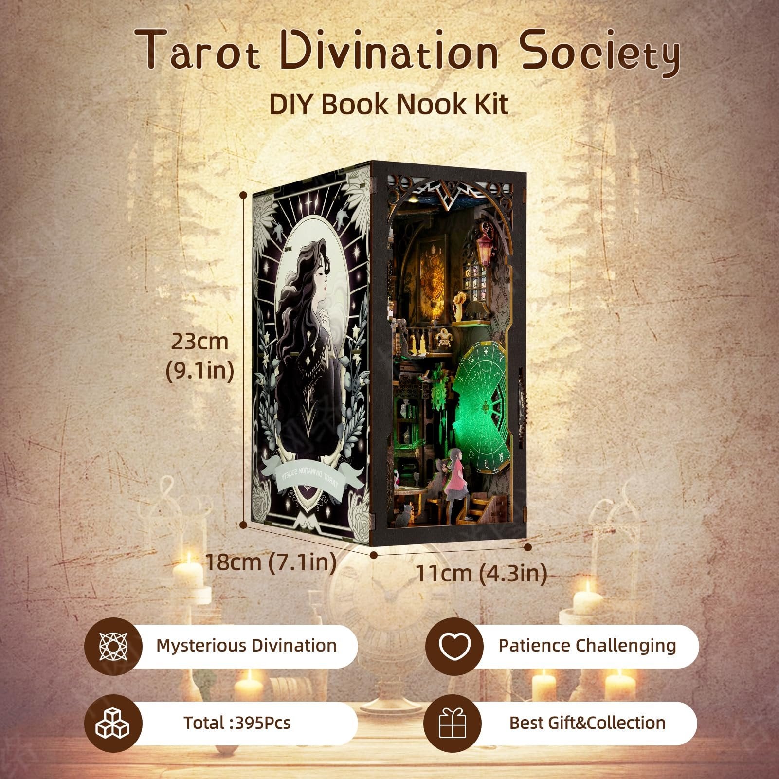 Tarot Divination Society | DIY Book Nook Kit | 3D Wooden Puzzle Bookend