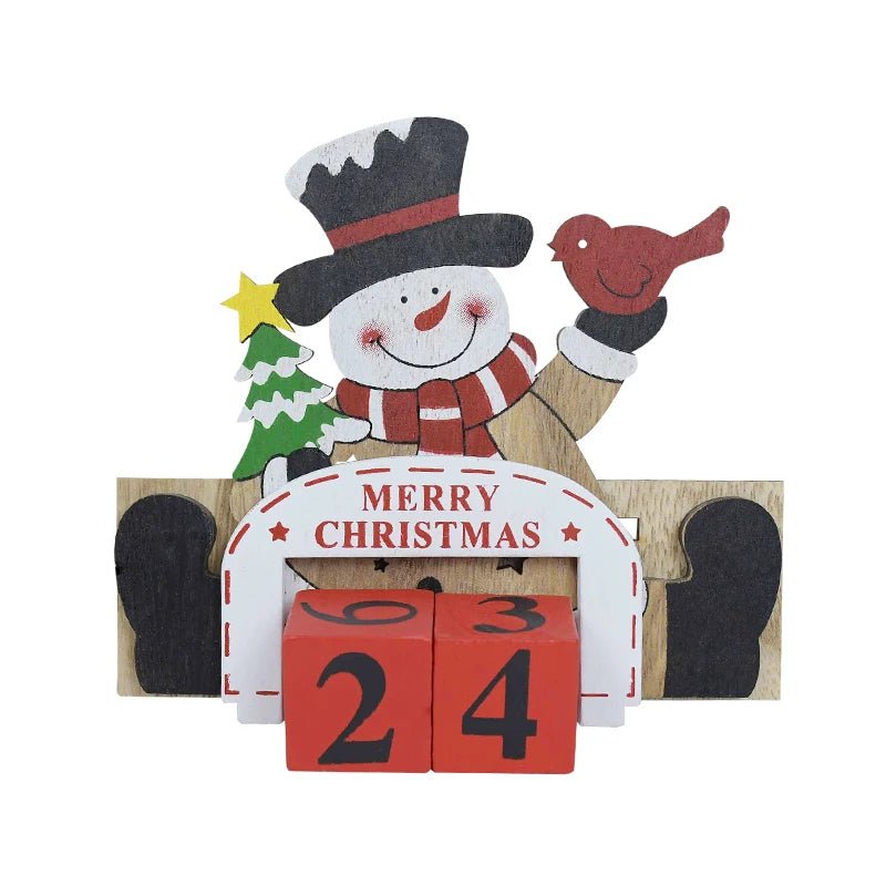 Wooden Painted Christmas Countdown Calendar – Festive Christmas Home Decor & New Year Countdown Gift