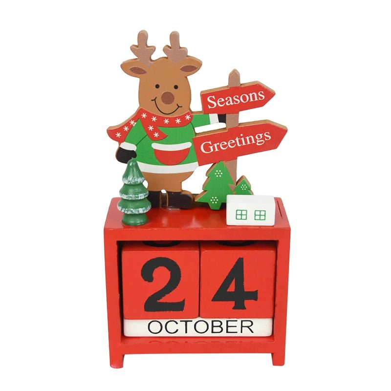 Wooden Painted Christmas Countdown Calendar – Festive Christmas Home Decor & New Year Countdown Gift