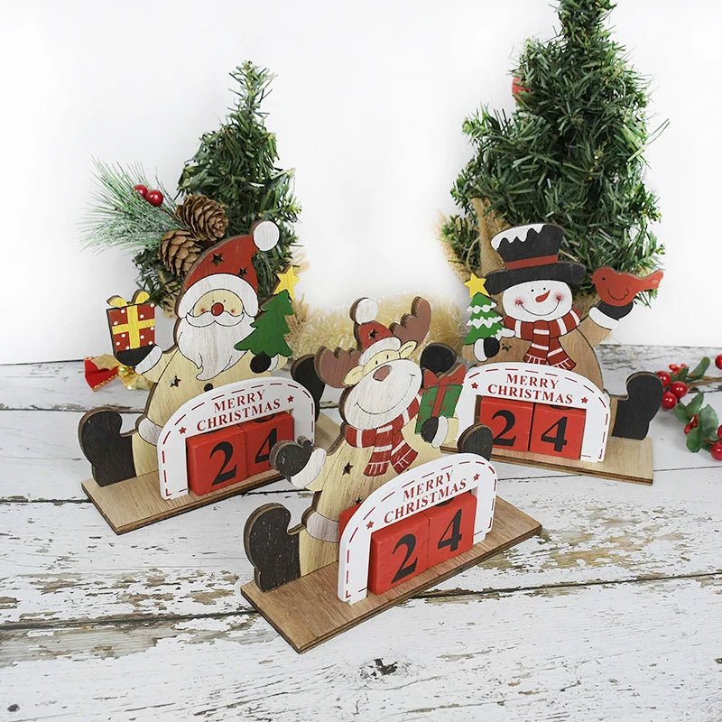 Wooden Painted Christmas Countdown Calendar – Festive Christmas Home Decor & New Year Countdown Gift