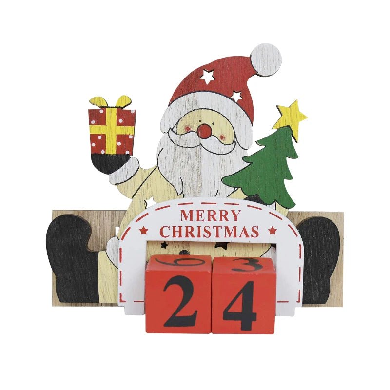 Wooden Painted Christmas Countdown Calendar – Festive Christmas Home Decor & New Year Countdown Gift