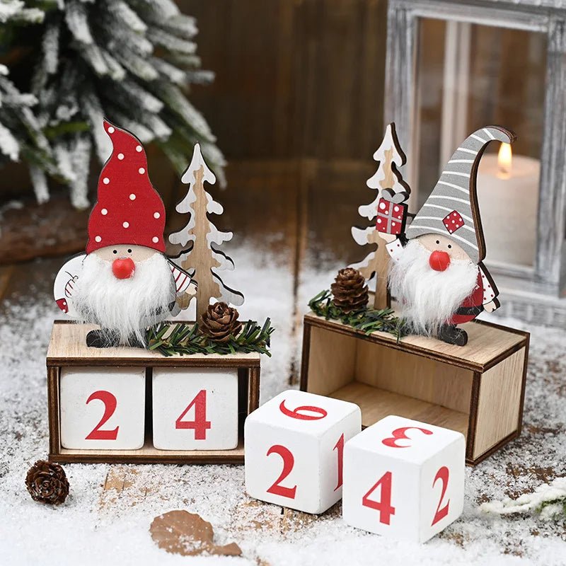 Wooden Painted Christmas Countdown Calendar – Festive Christmas Home Decor & New Year Countdown Gift