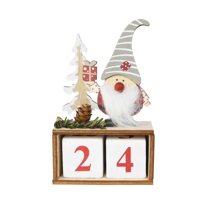 Wooden Painted Christmas Countdown Calendar – Festive Christmas Home Decor & New Year Countdown Gift