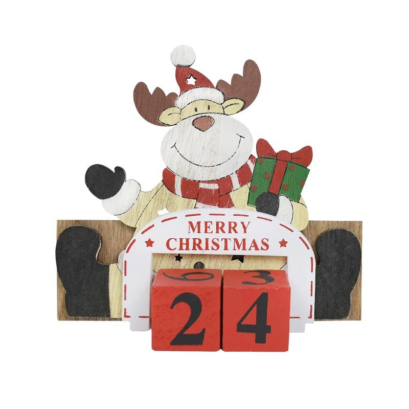 Wooden Painted Christmas Countdown Calendar – Festive Christmas Home Decor & New Year Countdown Gift