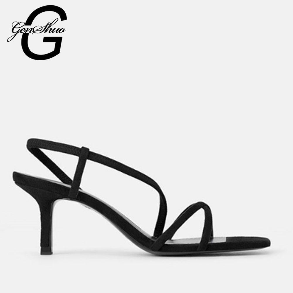 High Heels Sandals For Band High Heel Vintage Square Toe Heel Sandals