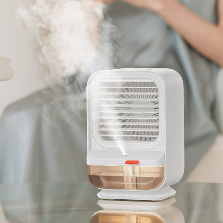 2-in-1 Rechargeable Compact Desk Fan & Humidifier, with 3 Speed Settings, for Home & Office
