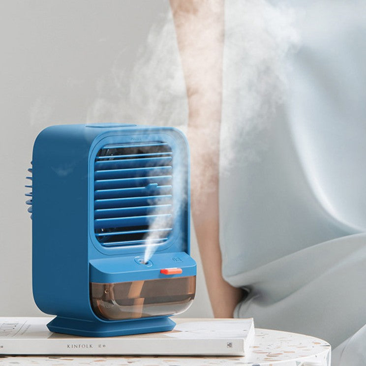 2-in-1 Rechargeable Compact Desk Fan & Humidifier, with 3 Speed Settings, for Home & Office