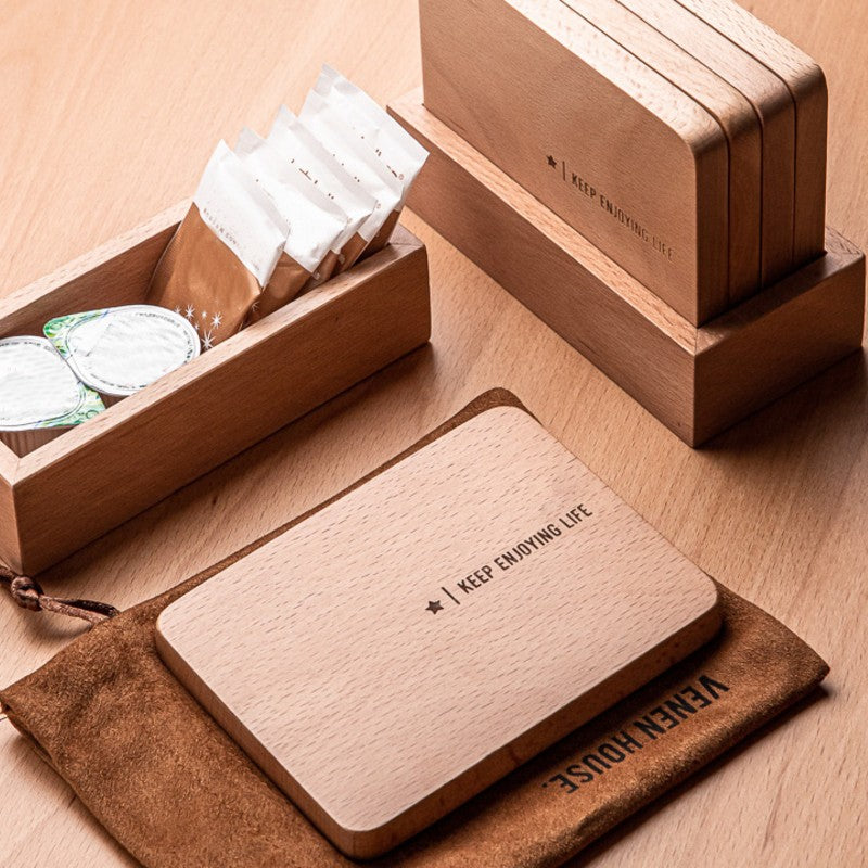 Wooden Square Cup Coaster, for Cold Drinks and Hot Beverage
