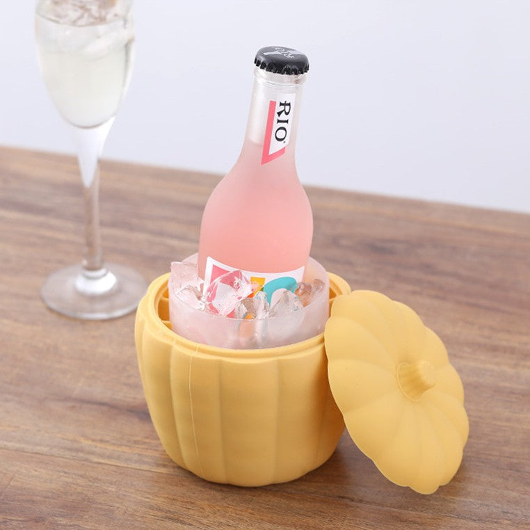 2-in-1 Pumpkin Ice Bucket Silicone Cube Mold with Lids, or Home, Party, Cocktail, Whiskey, Wine & More