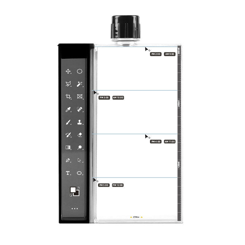 2-in-1 Minimalist Detachable Water Bottle, with Creative Photoshop Tool Bar Pattern, Best Gift for Designers