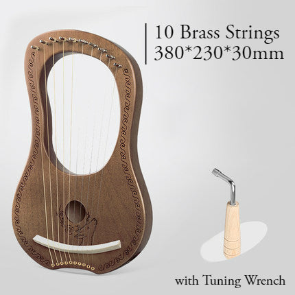 16 Brass String Mahogany Lyre Harp with Tone Wrench for Children, Teenager & Adults