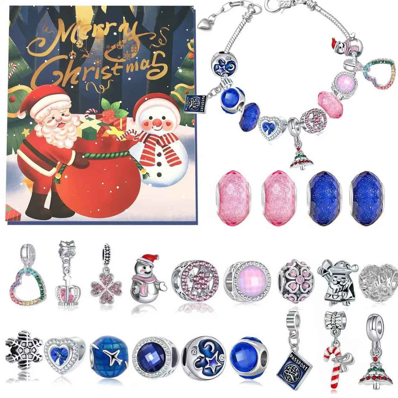 24 Days Christmas Countdown Advent Calendar Bracelet Set