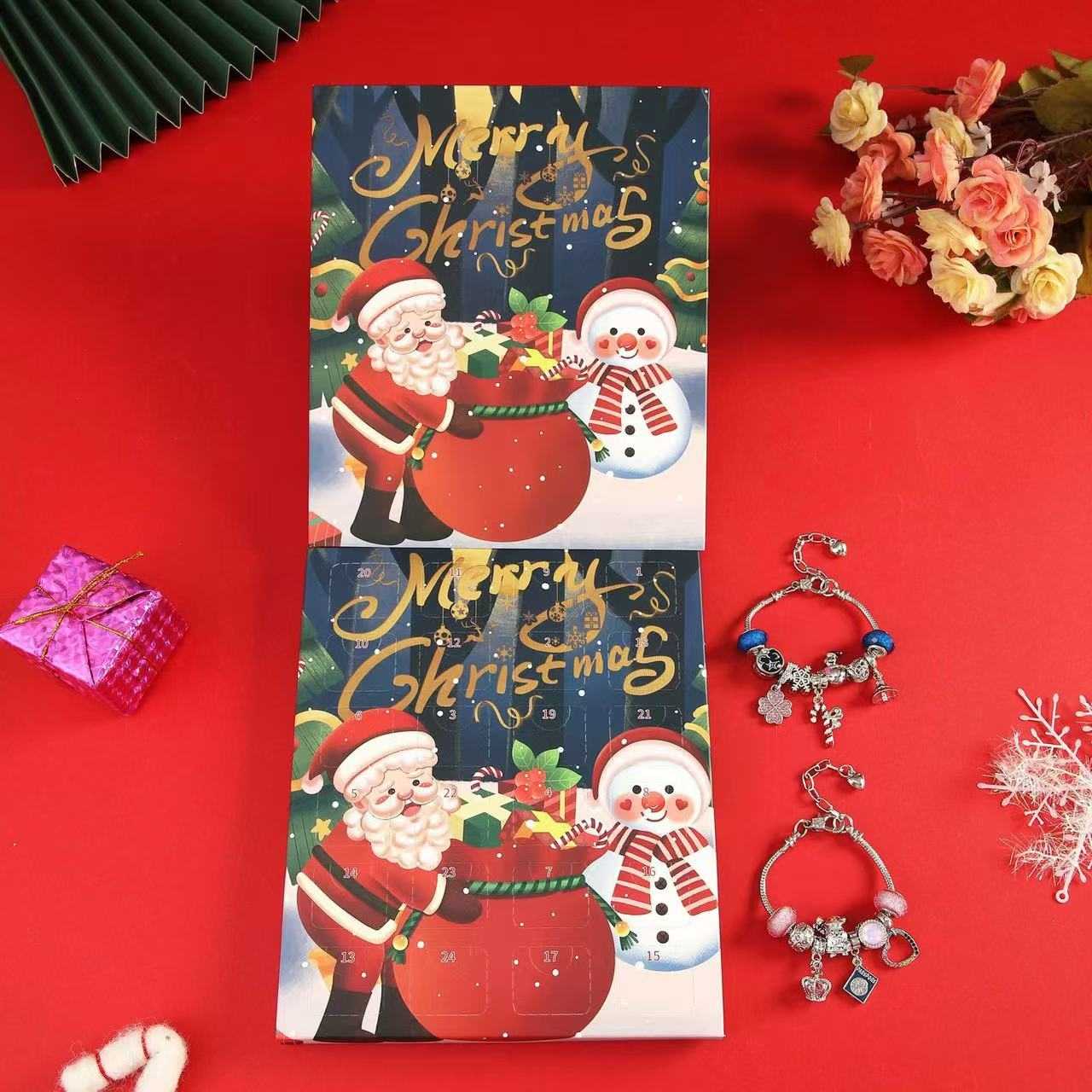 24 Days Christmas Countdown Advent Calendar Bracelet Set