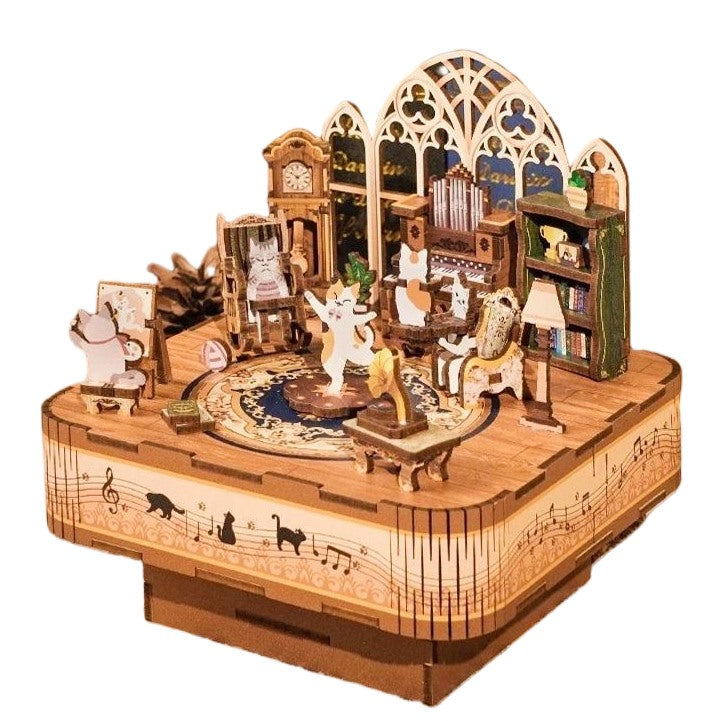 Cat's Party DIY Music Box | 3D Wooden Puzzle