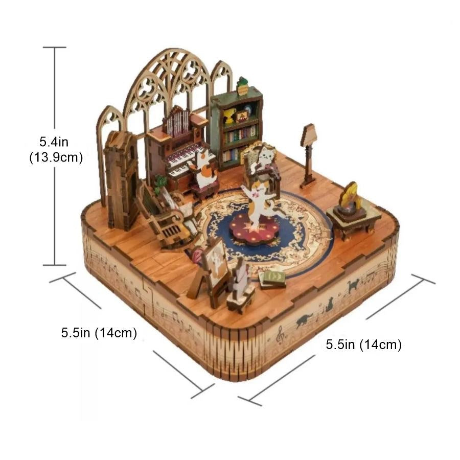 Cat's Party DIY Music Box | 3D Wooden Puzzle