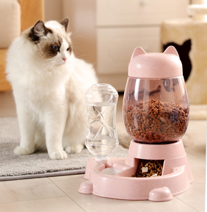 2-in-1 Automatic Pet Feeder, with Automatic Refill, Large Capacity, Detachable Design and Dust-proof Drinking Spout, For Cats and Dogs