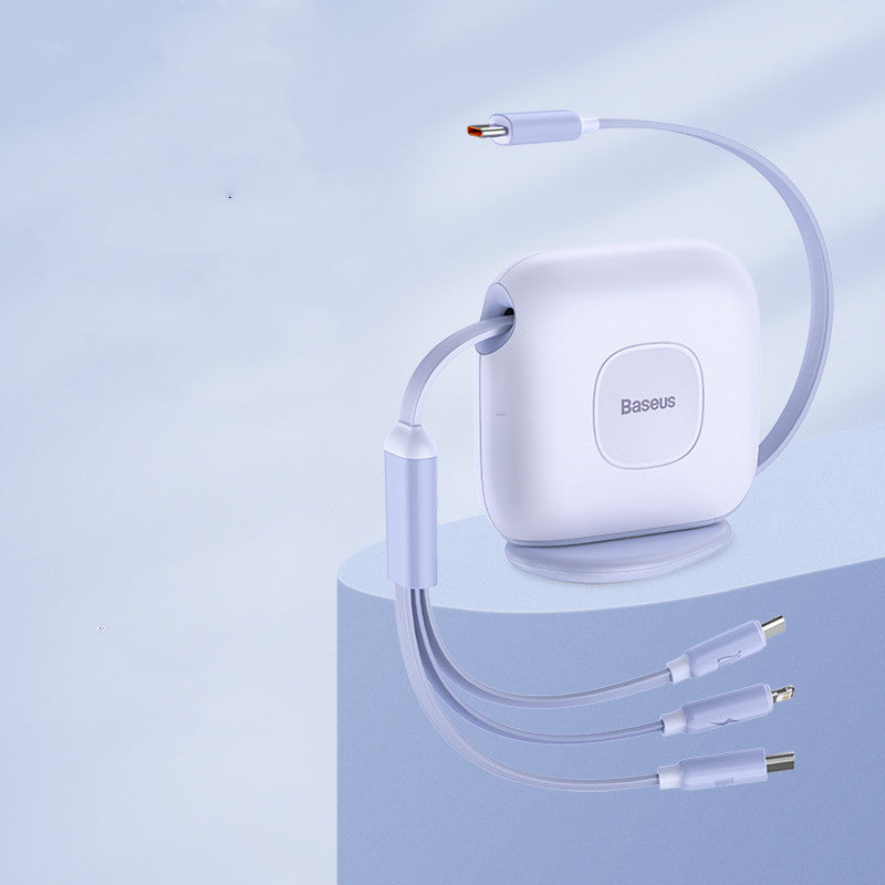 3-in-1 Retractable Rotatable Charging Cable, with Lightning, Type-C & Micro, for Phone & Tablets