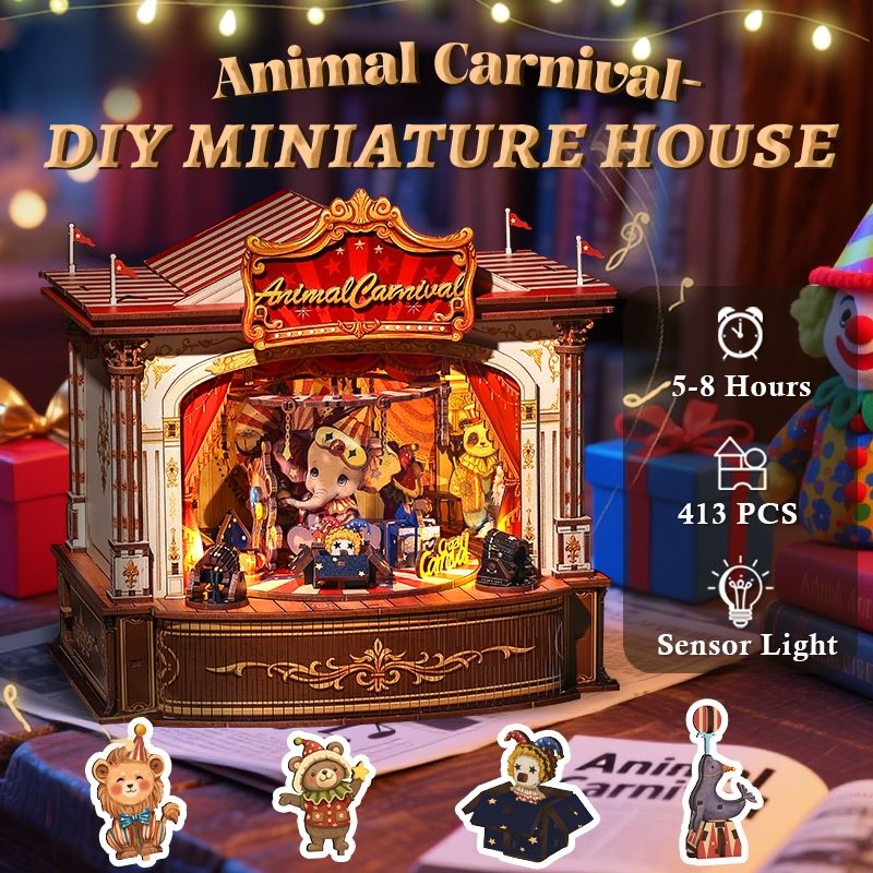 Animal Carnival DIY Wooden Music Box | Shelf Decor